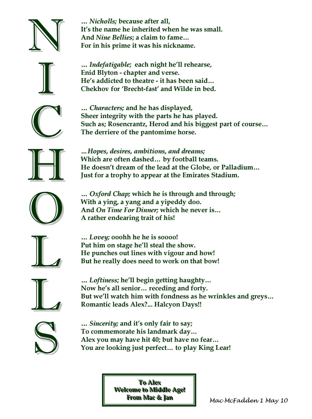 Acrostic Poem Example 1 - Mac McFadden Poetry & Media